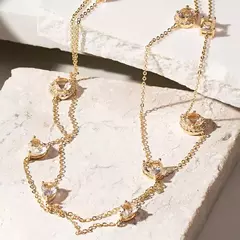 COLAR LONGO FORMAS CRISTAL QUARTZO - BANHO RÓDIO BRANCO - comprar online