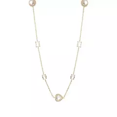 COLAR LONGO FORMAS CRISTAL QUARTZO - BANHO RÓDIO BRANCO - HA. Acessórios