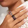 ANEL TRIO CRAVEJADO COM ZIRCÔNIAS NEGRAS - BANHO DE RÓDIO BRANCO