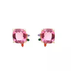 BRINCO QUADRADO ROSA • BANHO OURO 18K - comprar online