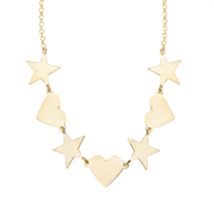 COLAR HEART E STAR BANHO OURO