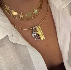 COLAR HEART E STAR BANHO OURO - comprar online