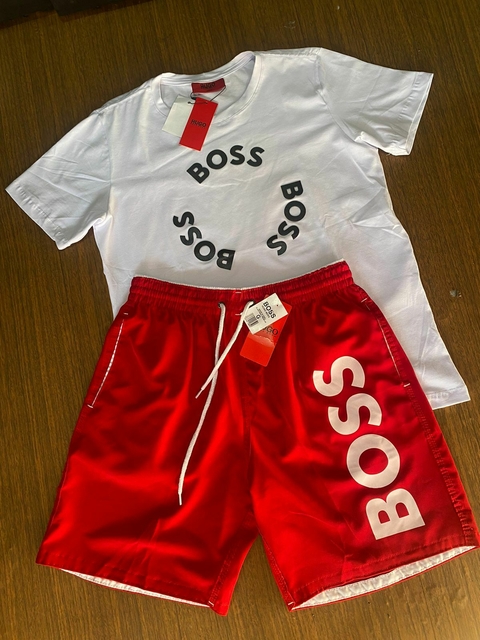 Conjunto Hugo Boss Branco c/ Vermelho
