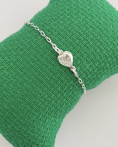 Pulseiro elo com coração zircônia