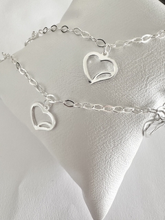 Pulseira elo com corações