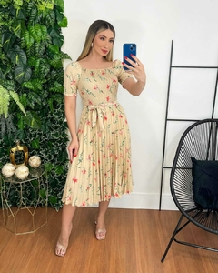 Vestido plissado midi - comprar online