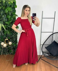 Vestido plissado longo
