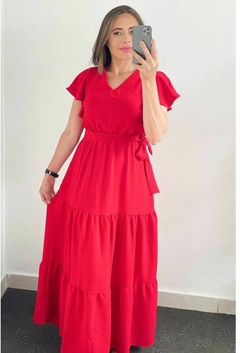 VESTIDO VALENTINA MANGA BABADO na internet