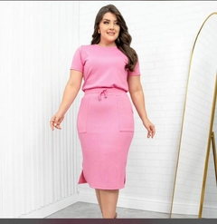 Conjunto Anarruga blusa com saia (Rosa)
