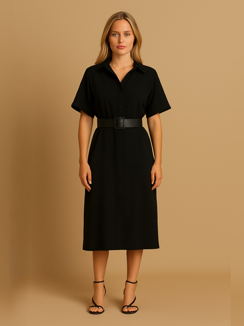 VESTIDO CHEMISIER PRETO - comprar online