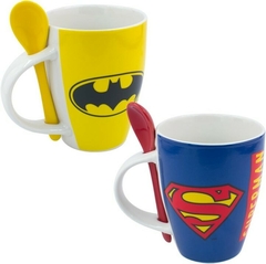 Tarros De Porcelana Con Cuchara: DC Comics - Batman y Superman 2 Pack 310 ml - Fun Kids - Wonderama!