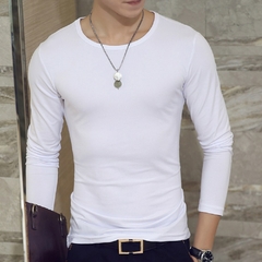 SHUJIN-Camisetas casuais masculinas com estampa de manga comprida, T-shirt fina - Mari shopping 