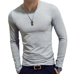 SHUJIN-Camisetas casuais masculinas com estampa de manga comprida, T-shirt fina