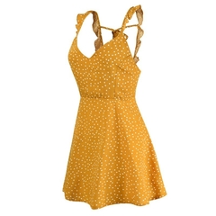 Vestidos femininos de verão vestido sexy senhoras cintura alta estampado mini v - comprar online