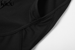 Kliou conciso biker playsuit feminino sólido fino sem mangas uma peça roupas s - loja online