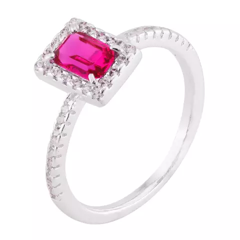 Anel Solitario Prata Rosa
