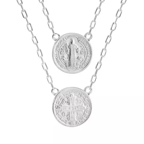 Escapulário Prata Medalha de São Bento 12x12mm