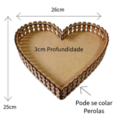 Cesta Bandeja Coração Média Para Perola - Talento Artes