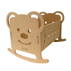 Berço Urso Pequeno Para Boneca em MDF