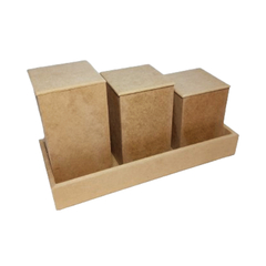 Trio de Potinho em MDF com Bandeja - comprar online