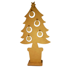 Arvore de Natal com Bolas e Base em MDF