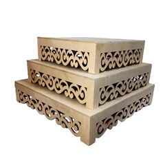 Trio de Bandeja Laser Arabesco em MDF Para Decorações de Festa