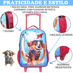 Kit Mochila de Rodinha Menino Estojo Lancheira Dog Air Force - comprar online