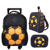 Kit Mochila de Rodinha Bolsa Estojo Lancheira Bola Futebol