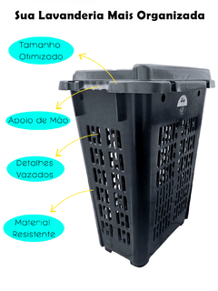 Cesto de Roupas Sujas 60L Com Tampa Roupeiro Telado Multiuso - KLIZZ