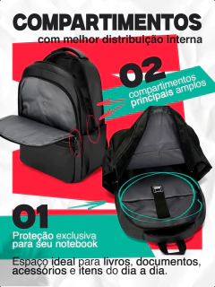 Mochila Notebook Emborrachada 15,6 USB Executiva Impermeável - loja online
