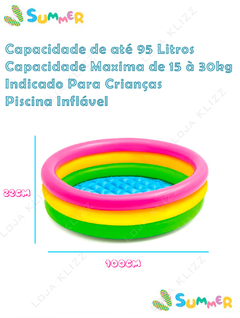 Piscina Infantil Redonda Inflável 95 Litros Piscininha Verão - comprar online