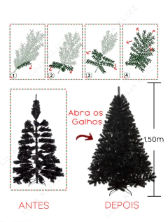 Imagem do Arvore de Natal Preta 1,50m Halloween Dark 565 Galhos Luxo