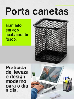 Kit 2 Porta Canetas Lápis Aramado Quadrado Organizador Mesa - comprar online