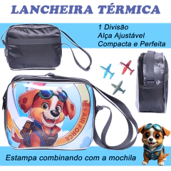 Kit Mochila de Rodinha Menino Estojo Lancheira Dog Air Force - loja online