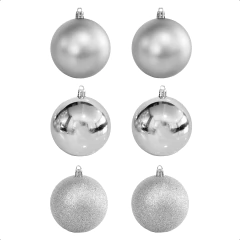 Bola de Natal 6 Unidades Grande 8cm Mista Glitter Luxo - KLIZZ