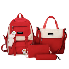 Mochila Escolar Antifurto Bolsa e Estojo Kawaii 4 Peças Fofa
