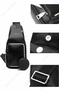 Mochila Antifurto Zoro Paul Crossbody Couro Saída Para Fone de Ouvido Unissex - KLIZZ