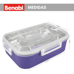 Lunchera Division Acero Vianda Cuchara Tapa Trabas Escuela - OMV STORE