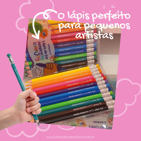 LÁPIS DE COR APAGÁVEL BIG COLORJOY CAIXA C/ 12 CORES SEXTAVADO - LEO&LEO