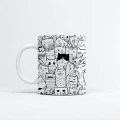 Taza Gatitos Blanco y Negro Completa