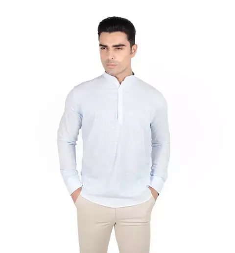 Bata manga longa gola padre flamê leve Atittude