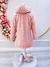 Casaco Infantil Pelúcia Canelado Forrado Rose C/ Capuz Botões - Atittude Store