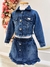 Conjunto Infantil Jaqueta e Saia Jeans Azul Casual - Atittude Store
