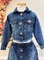 Conjunto Infantil Jaqueta e Saia Jeans Azul Casual