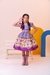 Vestido Infantil Junino Luxo Xadrez Lilás Fogueira Festa São João