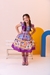 Vestido Infantil Junino Luxo Xadrez Lilás Fogueira Festa São João