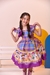 Vestido Infantil Junino Luxo Xadrez Lilás Fogueira Festa São João