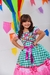 Vestido Infantil Junino Caipira Xadrez Verde e Branco Luxo - loja online