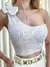 Cropped Feminino em Paetê Ombro Único e Flor Daniela Ref. 1311 - loja online