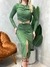 Vestido Midi em Ribana Manga Longa Plissado com Recorte Fabiana Ref. 1542 - comprar online